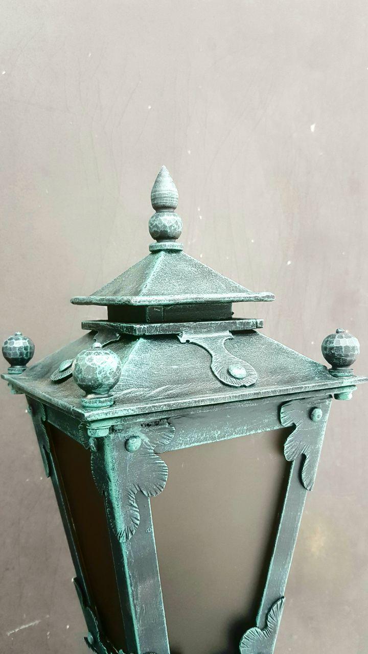Фонарь уличный Е27 IP44 с патиной 20x20x85 см Зеленый - фото 4