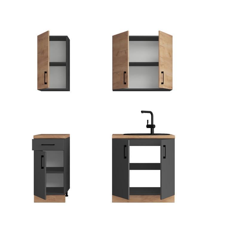 Кухня модульна Еверест Оптіма №1 1,8 м Дуб крафт золотий/Антрацит (DTM-5690) - фото 3 Кухня модульна Еверест Оптіма №1 1,8 м Дуб крафт золотий/Антрацит (DTM-5690) - фото 3