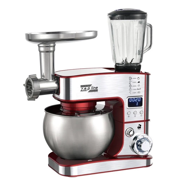 Кухонный комбайн ZepLine ZP-135 7в1 с чашей 6 л блендером и мясорубкой Красный (ML-06721)
