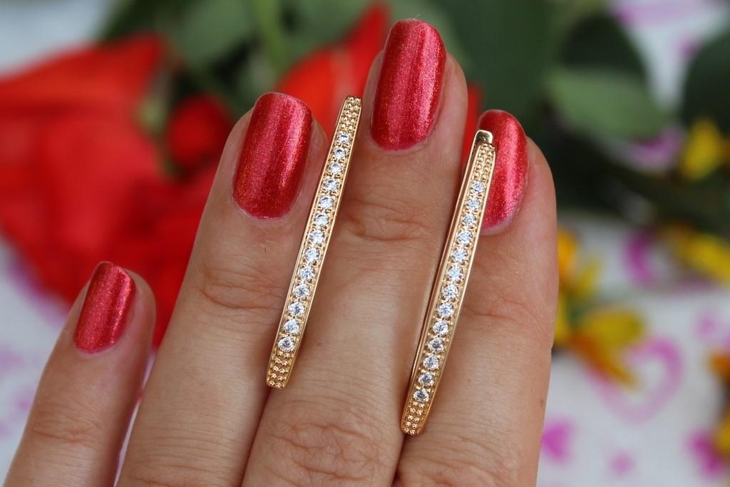 Серьги Xuping Jewelry дорожки стрела с камнями 3,5 см Золотистый (28195169)