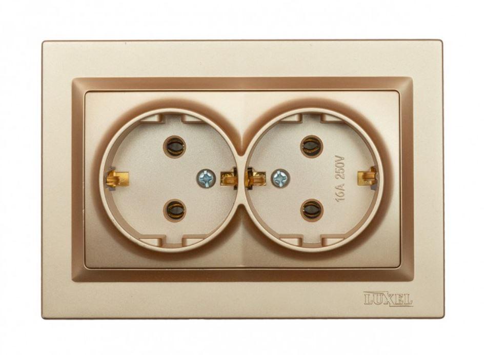 Розетка двойная Luxel Jazz с заземлением Бронзовый (9608)