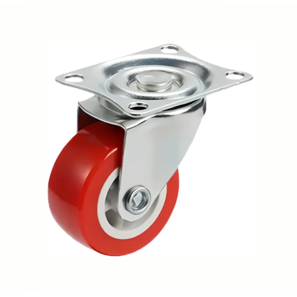 Меблевий ролик ХЗШП поворотний із майданчиком гумовий d 30 мм 40 мм Червоний (RL0275)