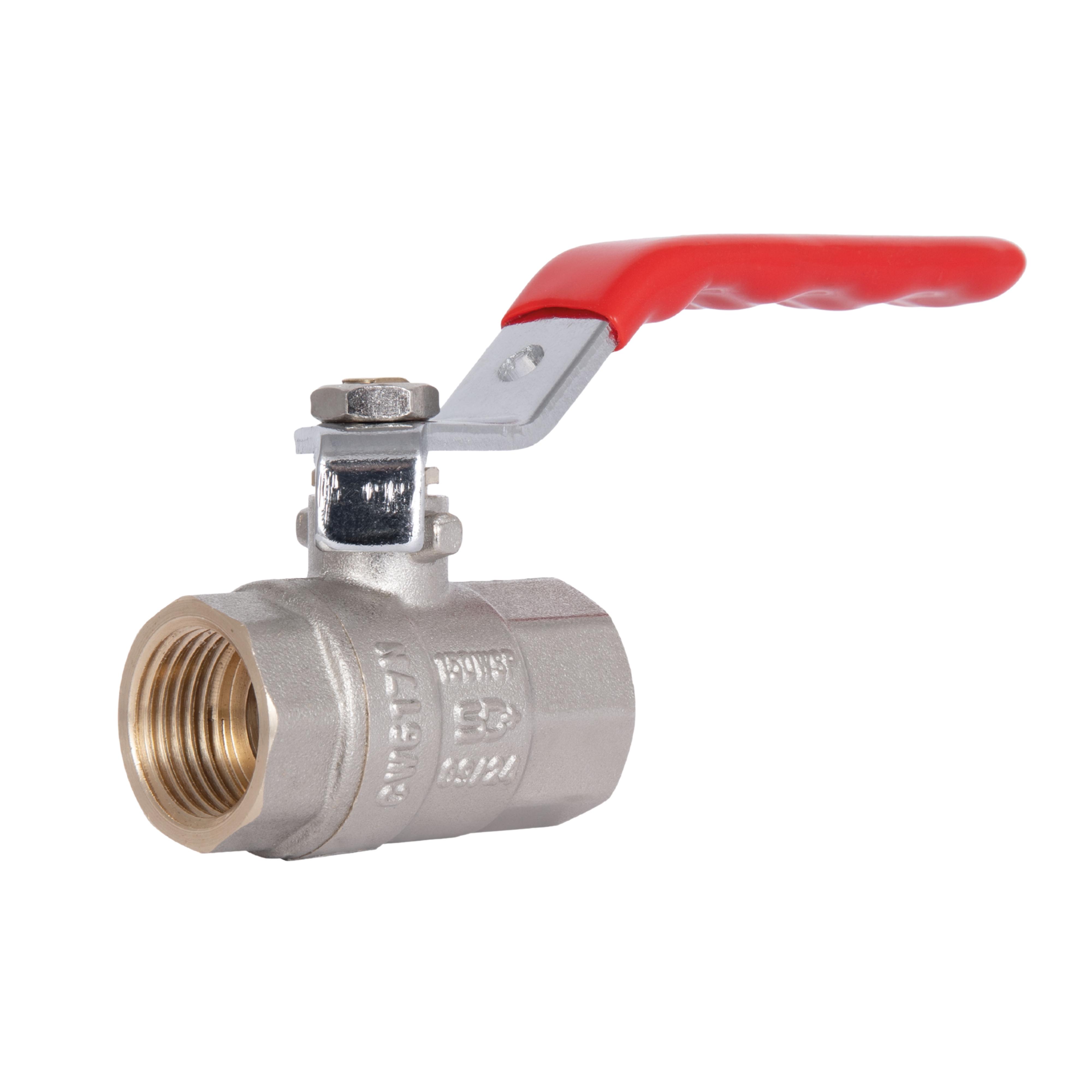 Кран шаровой Thermo Alliance Standart 1/2" прямой латунный никелированный рычаг PN40 (SD600NW15PN40)