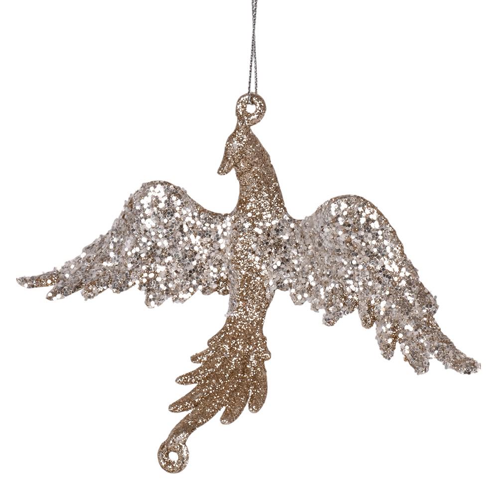 Подвеска на елку с блестками Firebird R33914 14.5 см Серебристо-золотой (29596801)