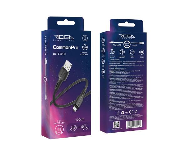 Кабель USB Data Ridea RC-CO10 CommonPro Micro 3A 1 м Black - фото 2