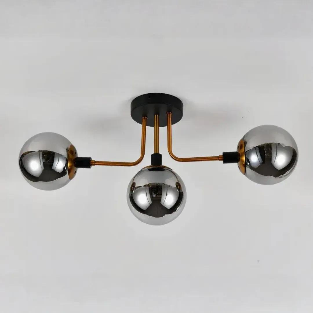 Люстра потолочная Sirius на три шаровидные плафоны Е27 IP20 DX2101-3 BK+GD Черный/Золотой (28686399)
