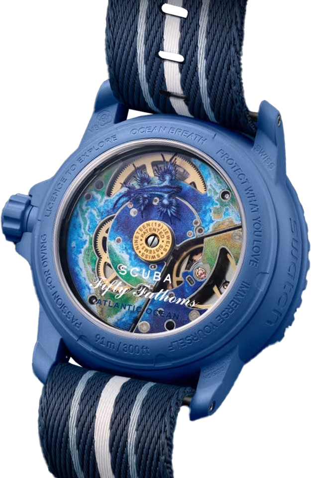 Наручные часы Swatch Blancpain Bioceramic Scuba Fifty Fathoms Collection Atlantic Ocean (SO35A100) - фото 2