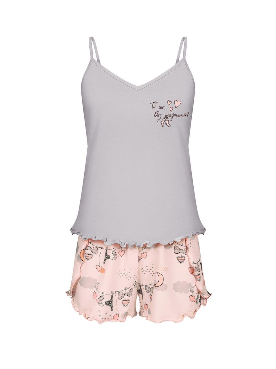 Пижама женская Roksana майка/шорты XL Розовый/Серый (1840/16940)