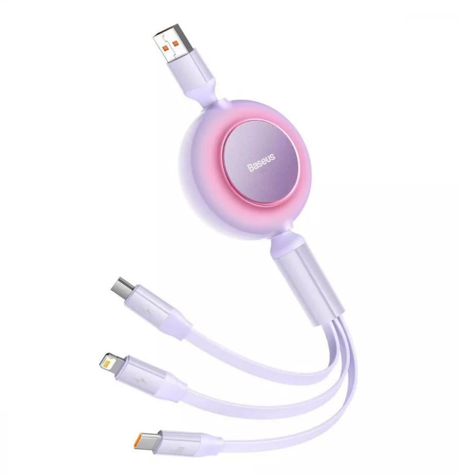 Кабель Baseus Bright Mirror 2 Series 3в1 CAMJ010105 USB to Lightning/Micro USB/Type-C 66W 1,1 м Purple (11066890)