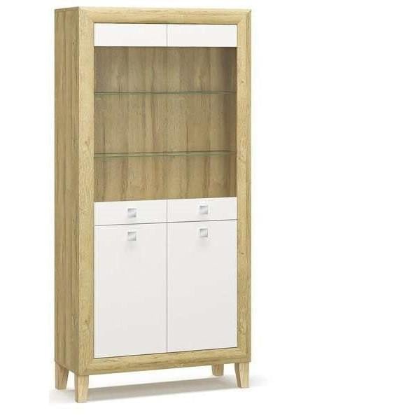 Витрина распашная Мебель-Сервис Далия 4Д из ДСП Дуб золотой Белый глянец Витрина распашная Мебель-Сервис Далия 4Д из ДСП Дуб золотой Белый глянец