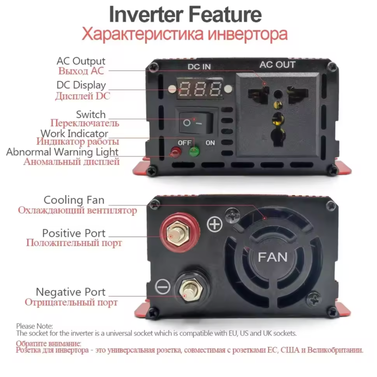 Инвертор с чистой синусоидой ChanTower 4000 Вт DC/AC 12/220 В 50Hz (2831063398) - фото 3 Инвертор с чистой синусоидой ChanTower 4000 Вт DC/AC 12/220 В 50Hz (2831063398) - фото 3