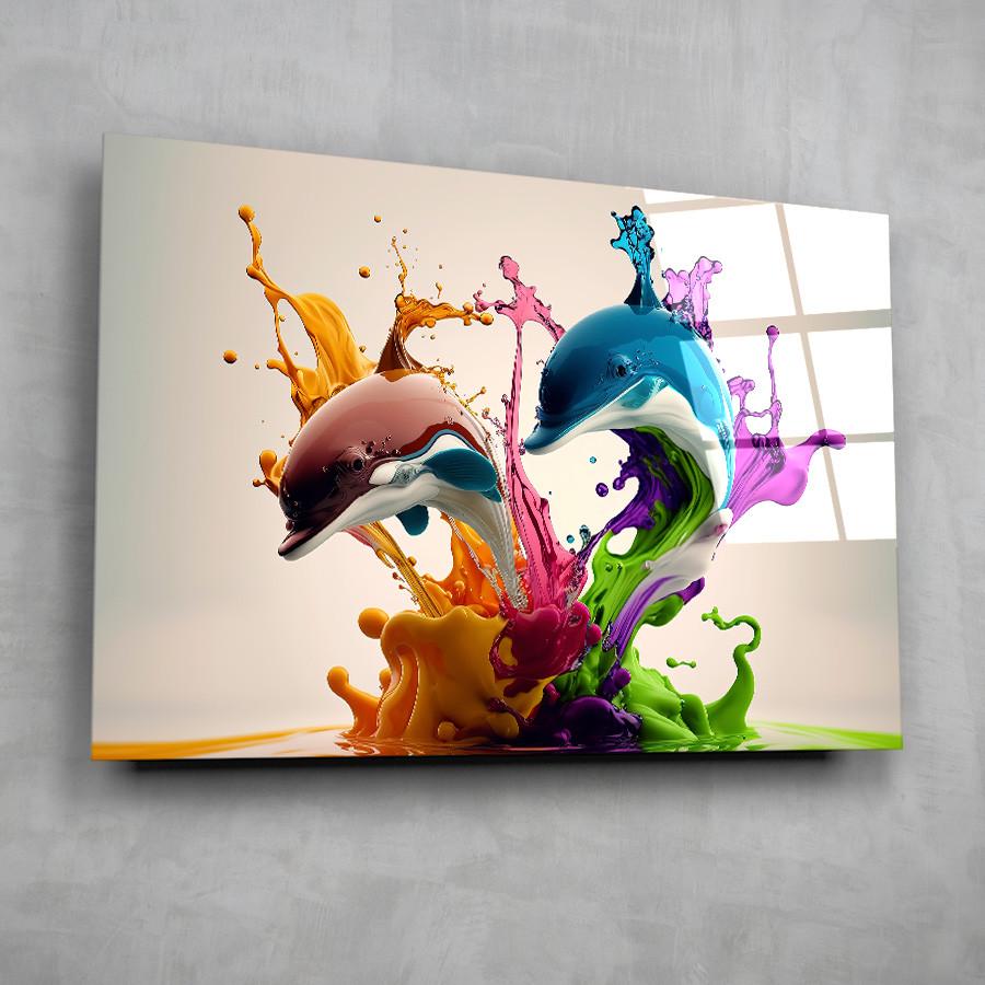 Картина на стекле NovellaPrint Всплеск дельфинов 60х40 см (397.1)