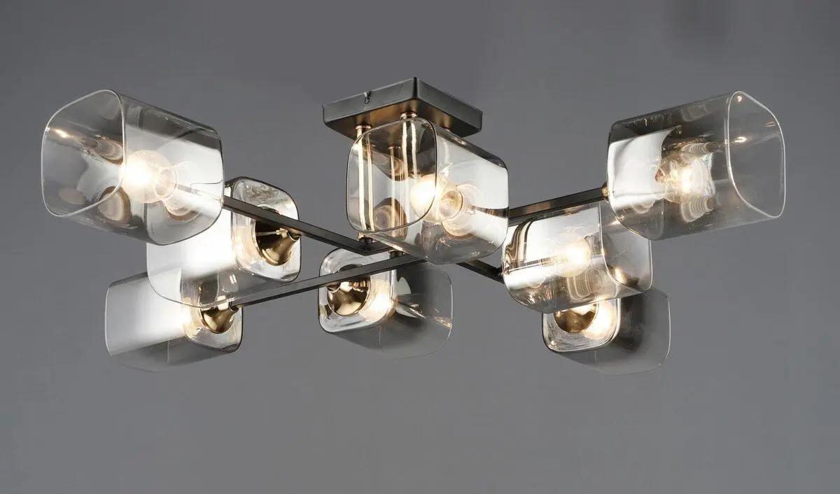 Люстра потолочная Valeso с металлическим каркасом под восемь ламп Е27 IP20 N6638/8 Черный/Золотой (28688432)