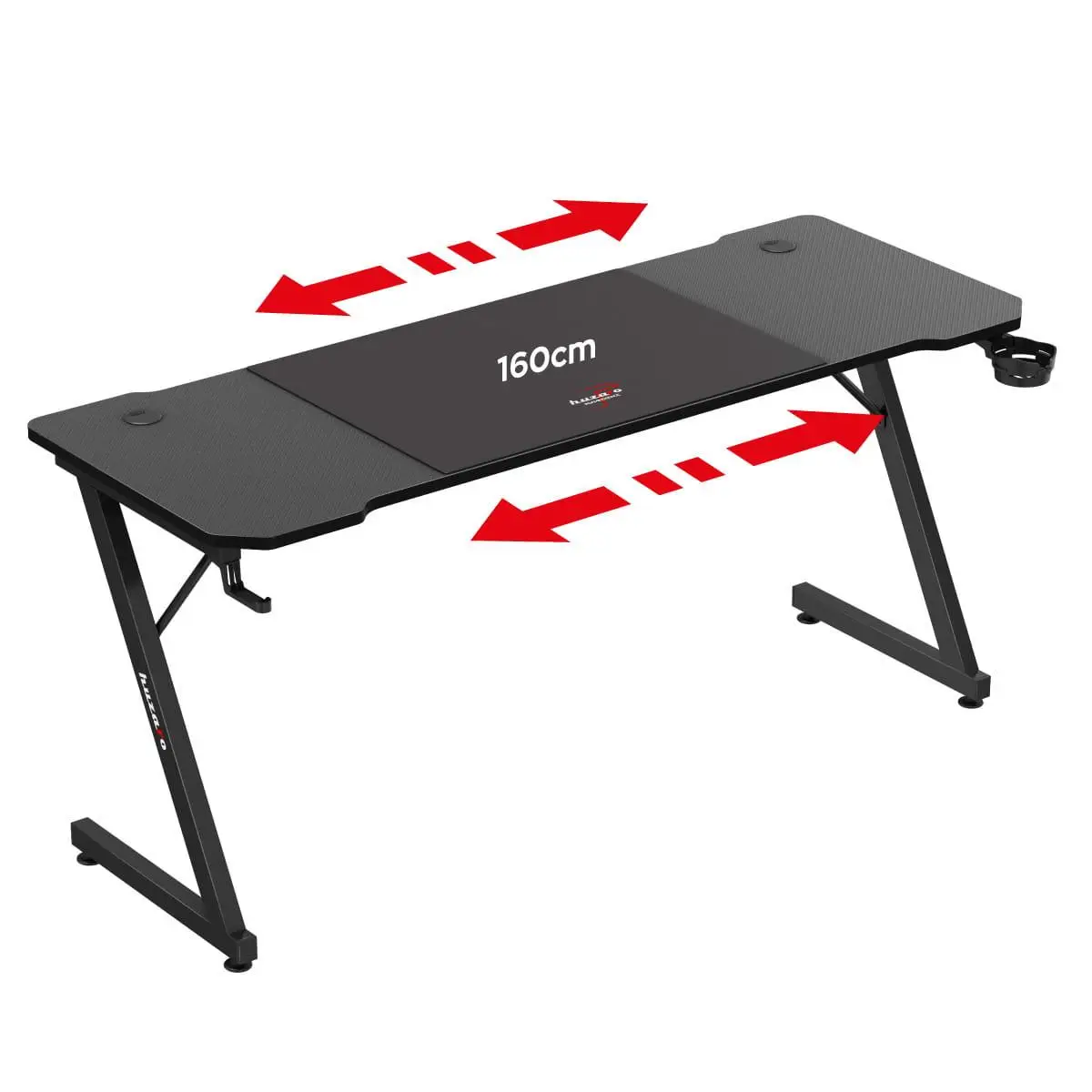 Компьютерный стол геймерский 160х60х74 см Huzaro Hero 4.8 с вырезом Черный (AN-HH4.8B) - фото 4 Компьютерный стол геймерский 160х60х74 см Huzaro Hero 4.8 с вырезом Черный (AN-HH4.8B) - фото 4