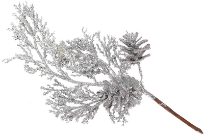 Набор новогодних веток 4 шт. 20x8 см с шишками (839-207)