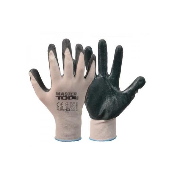 Рукавички трикотажні безшовні MasterTool GM 10" 22-24 г Білий/Сірий (83-0400-В)