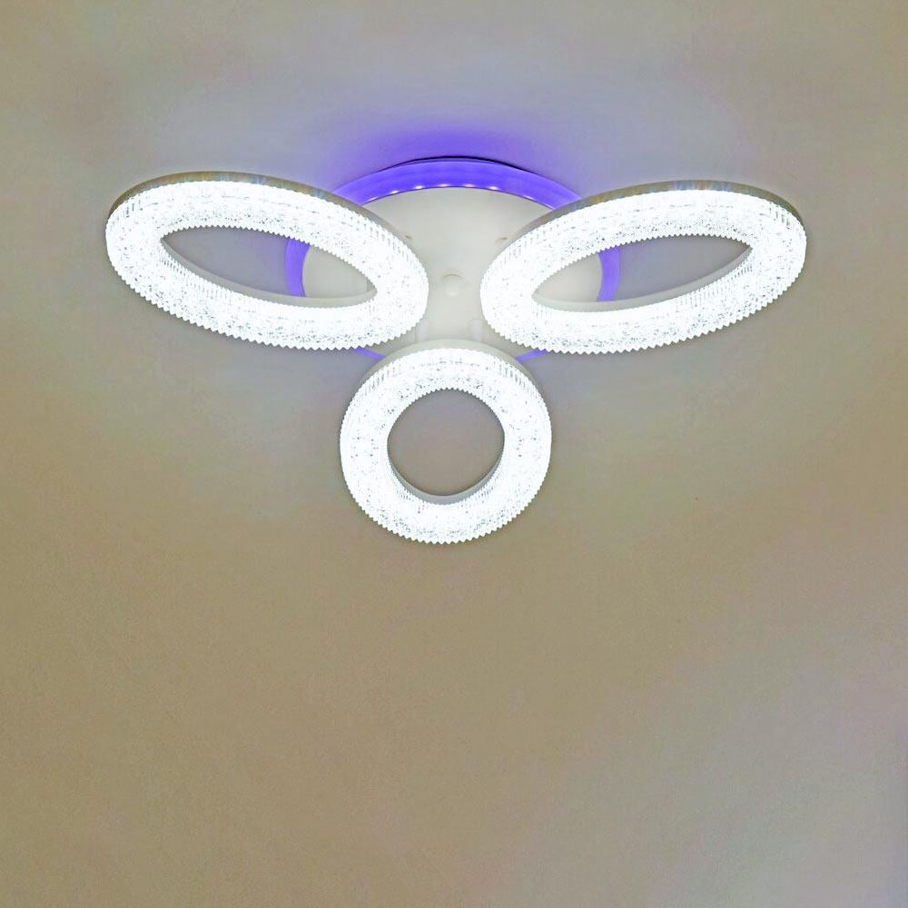 Люстра стельова світлодіодна Light House SRS-20825/3 з RGB підсвічуванням 72W Білий Люстра стельова світлодіодна Light House SRS-20825/3 з RGB підсвічуванням 72W Білий
