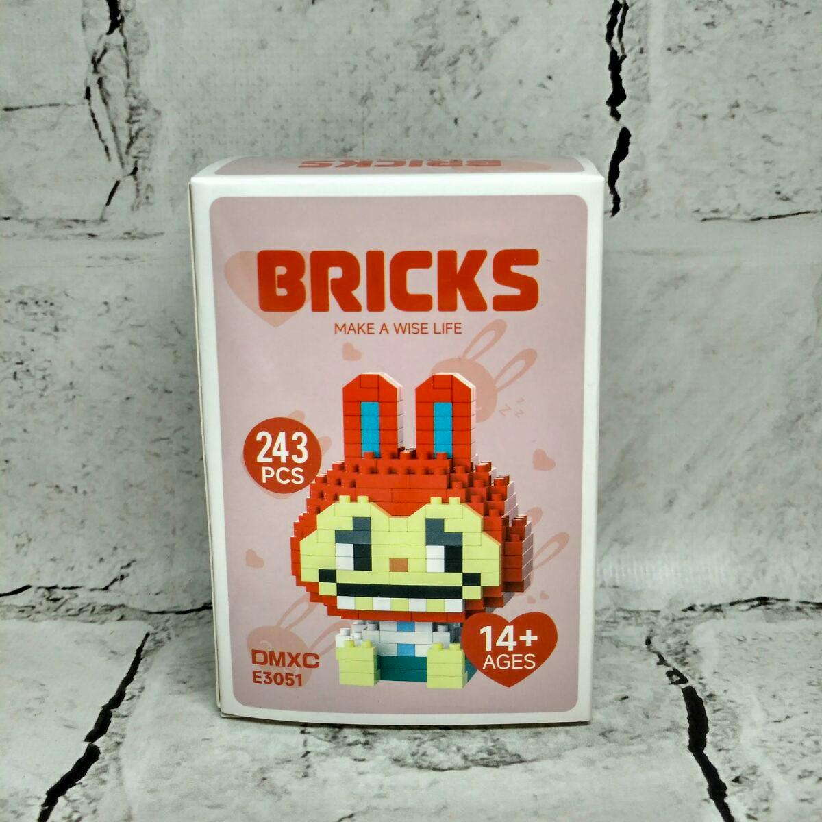 Конструктор фигурка BRICKS пиксели Лабубу 243 деталей Красный(E3051)