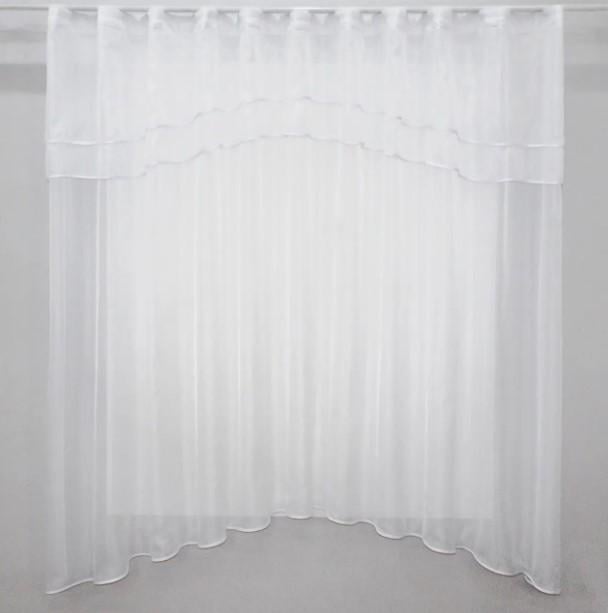 Занавеска на кухню с аркой шифон 280х170 см Белый (036к) Занавеска на кухню с аркой шифон 280х170 см Белый (036к)