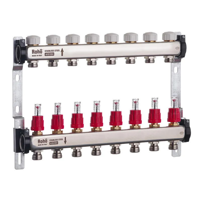 Коллектор для теплого пола Roho RO0040 8 контуров с расходомерами 1"/3/4" (125507)