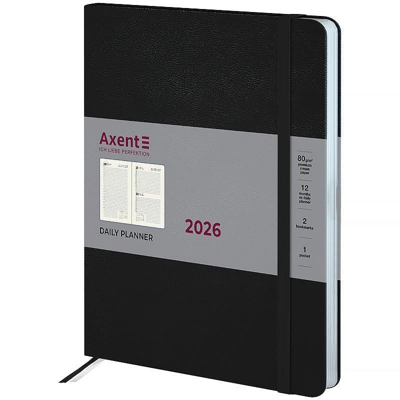 Дневник датированный 2026 Axent Grand Strong 195х255 мм 336 стр. Черный (8830-26-01-A)