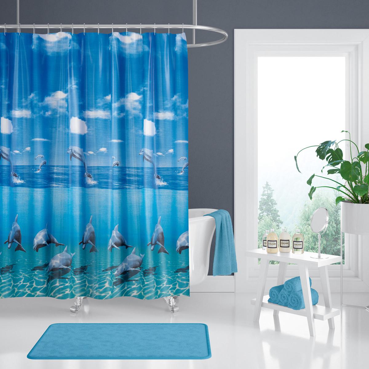 Шторка для ванной узкая Tropik Dolphin Family 120х200 см