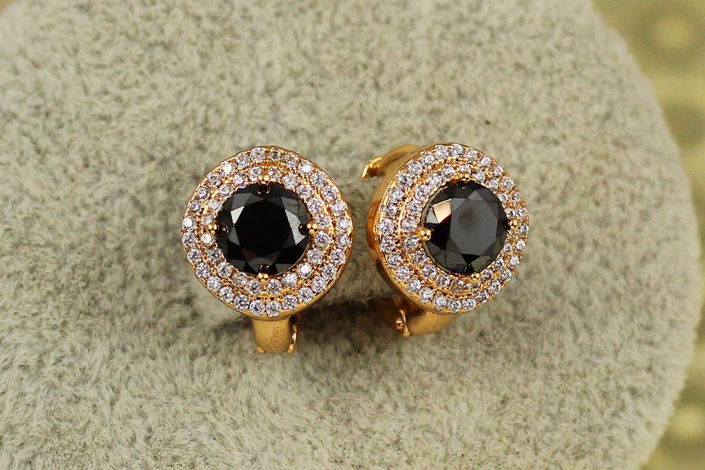 Серьги Xuping Jewelry большая мечта с черным камнем 1,3 см Золотистый (27001202)
