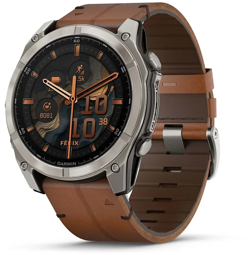 Смарт-часы Garmin Fenix 8 Amoled 51 мм Sapphire Carbon Grey Dlc with Chestnut Leather Band (010-02905-40)