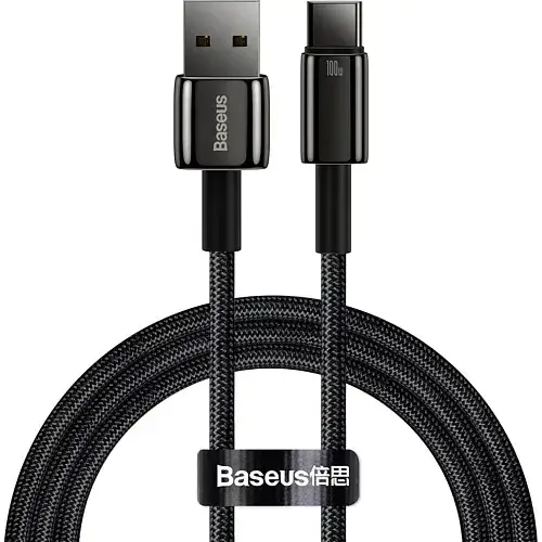 Кабель BASEUS Tungsten Gold Fast Charging Cable USB to Type-C CAWJ000001 100W 1 м Black