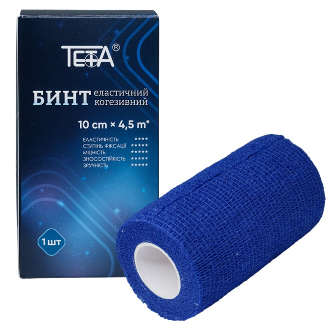 Бинт эластичный когезивный Тета 10 см х 4,5 м Синий (4820185416206)