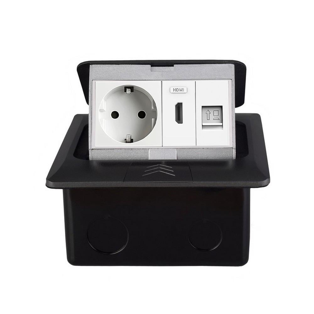 Розетка напольная LIVOLO с HDMI/интернет встроенная IP44 алюминий Серый (VL-SHS016-TC.HD.CP-WP-G)