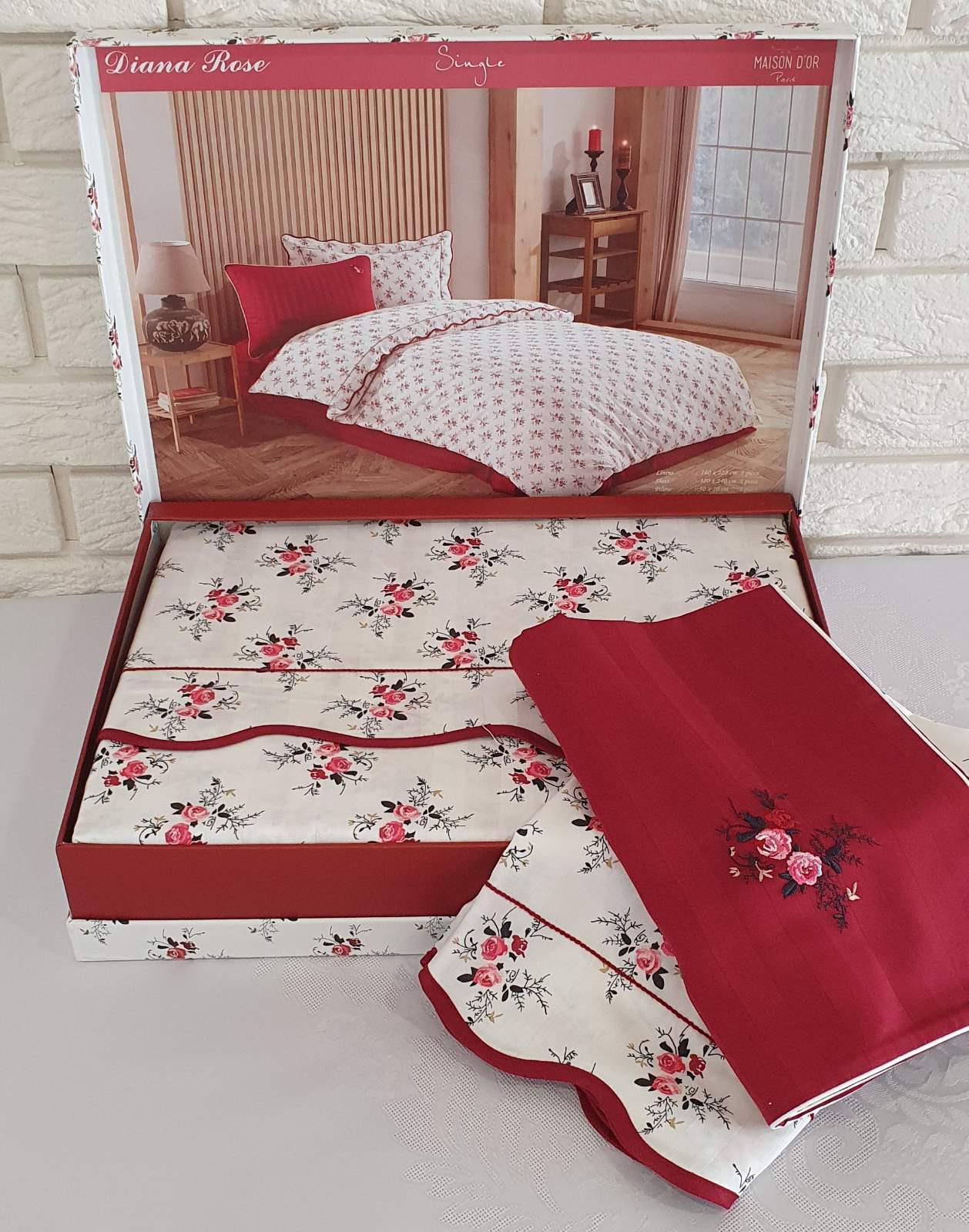 Комплект постельного белья Maison D'or Cатин 160х220 Diana Rose Red (CN9162)