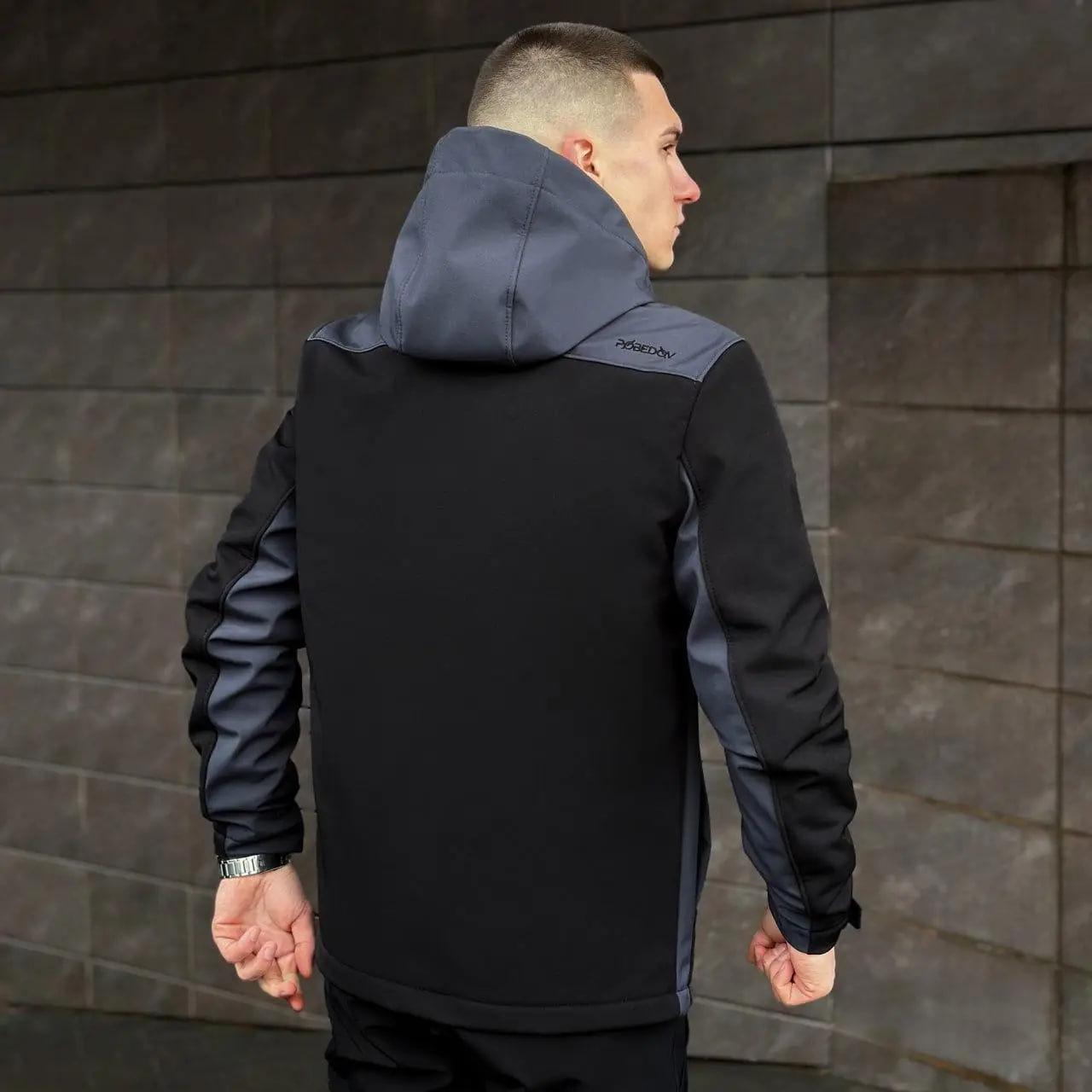 Спортивний костюм чоловічий демісезонний Pobedov Setup soft shell куртка/штани на флісі 3XL Сіро-чорний (26526/5) - фото 5