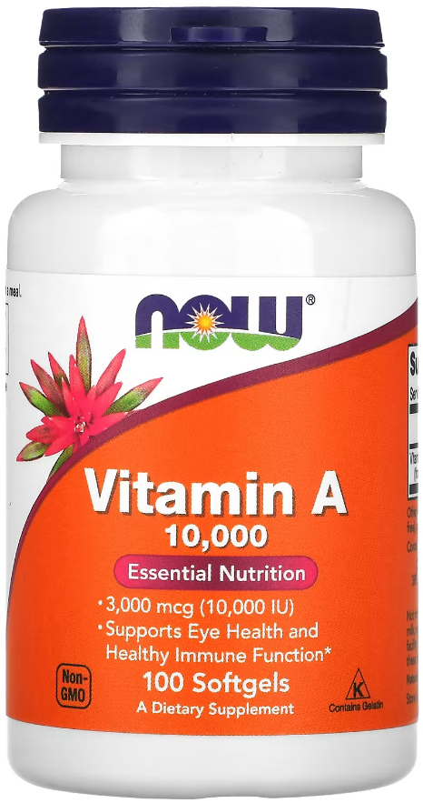 Витамин А NOW Foods Vitamin А 10 000 МЕ 100 софтгель