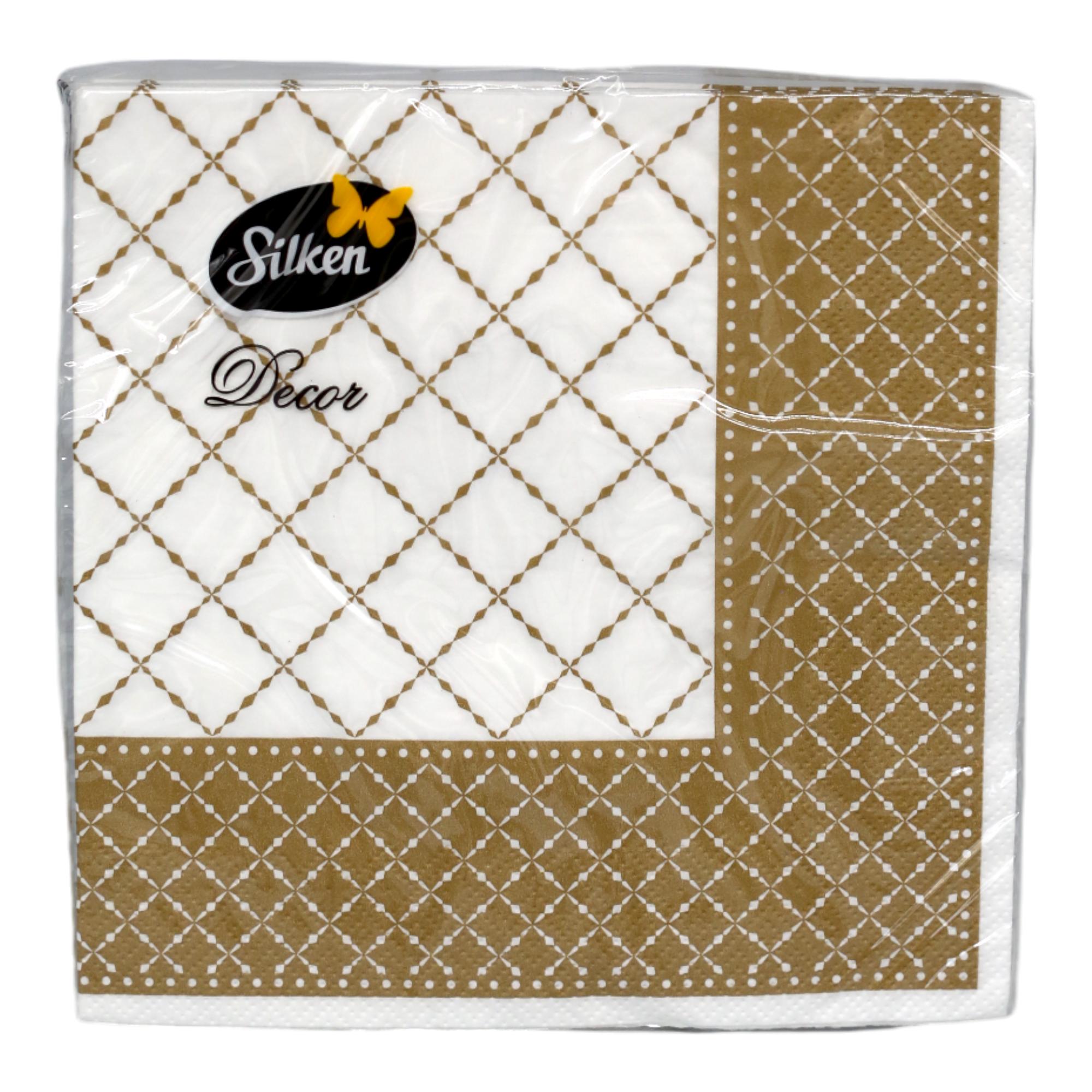 Салфетки бумажные Silken Золотая Рамка 3 слоя 33x33 см 18 шт. (НФ-00007190)