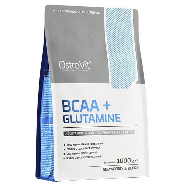 Амінокомплекс для спорту OstroVit BCAA with Glutamine 1000 г 100 порцій Strawberry Berry (000024952)