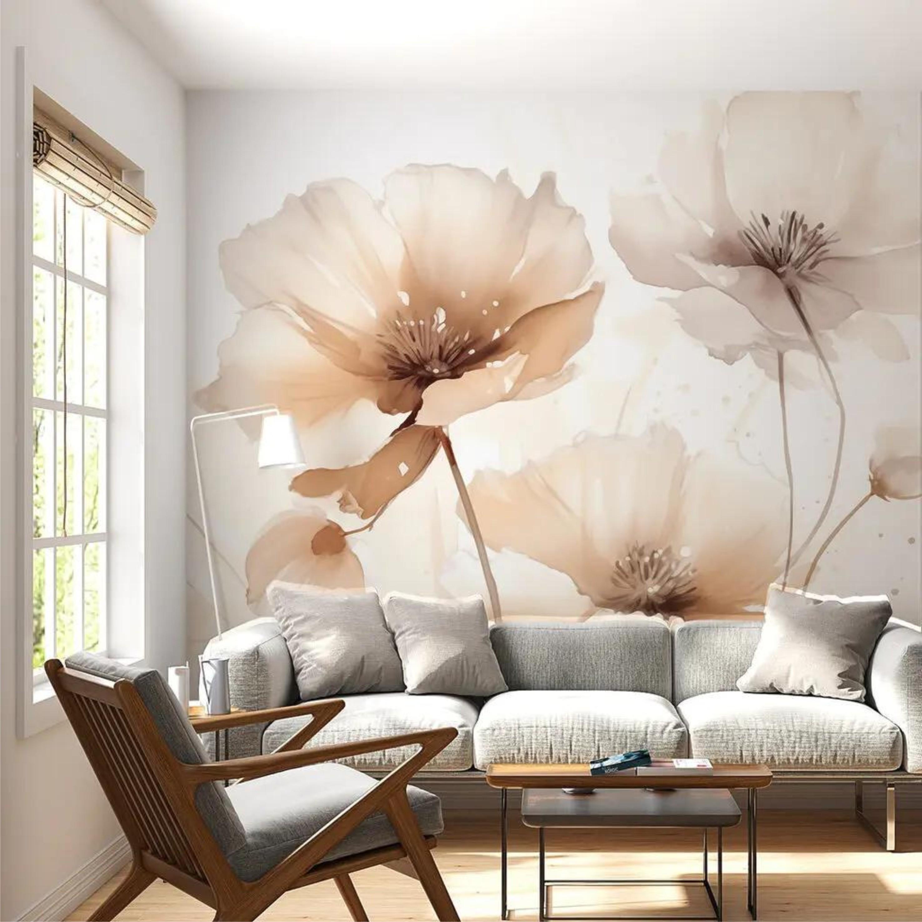 Фотообои Нежное цветение в мягких оттенках Бежевый (000137)