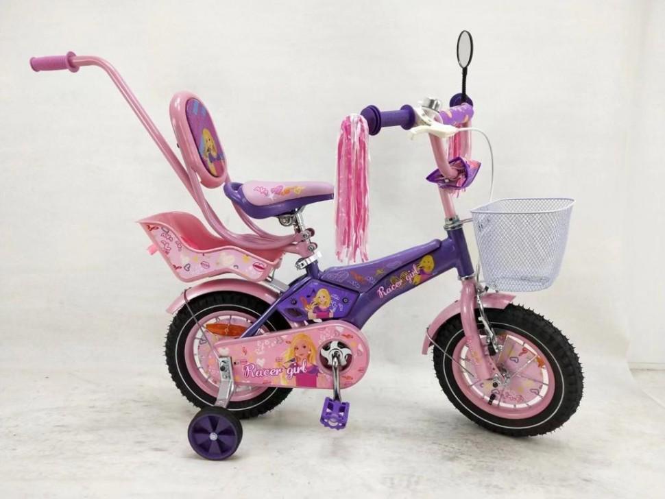 Велосипед детский Racer-girl стальной 3-4 года 14" колеса Фиолетовый