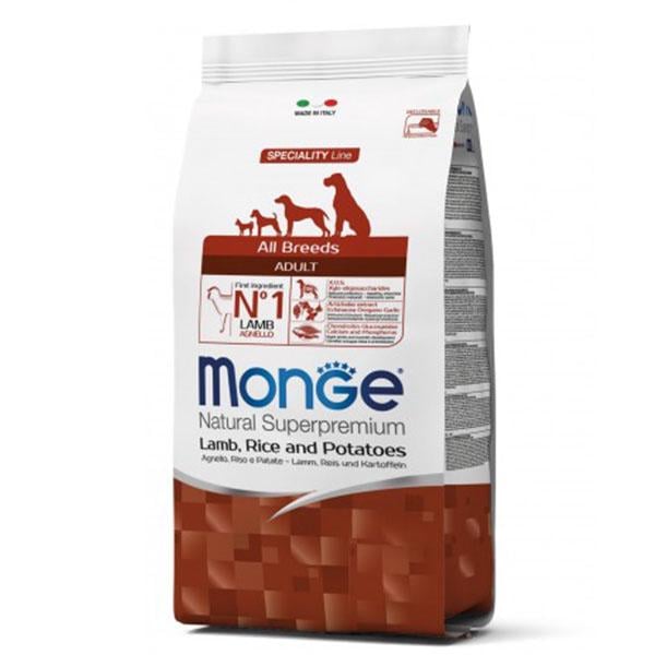 Корм для взрослых собак Monge Dog All breeds ягненок/рис и картофель 15 кг (27260412)