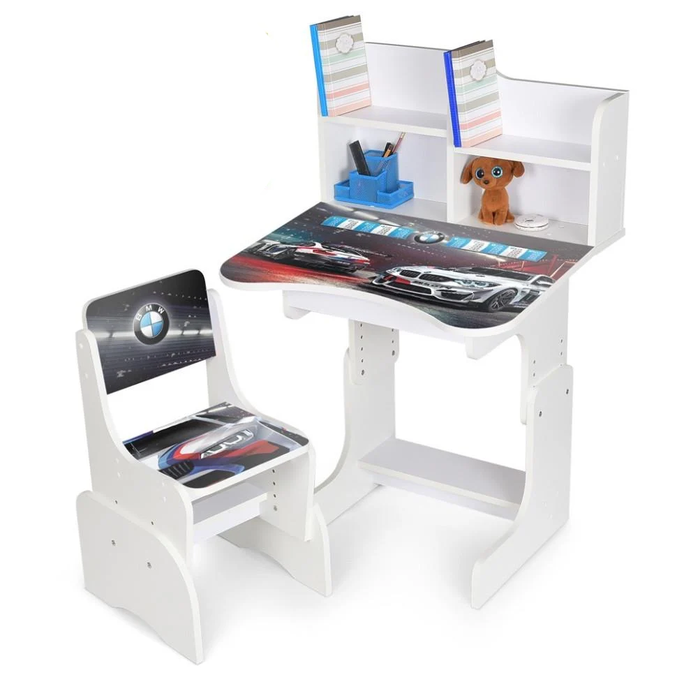 Парта-трансформер Bambi со стульчиком и надстройкой 56,5-67,5 см и ящиком с подставкой для ног Белый (KL-154-R-106)