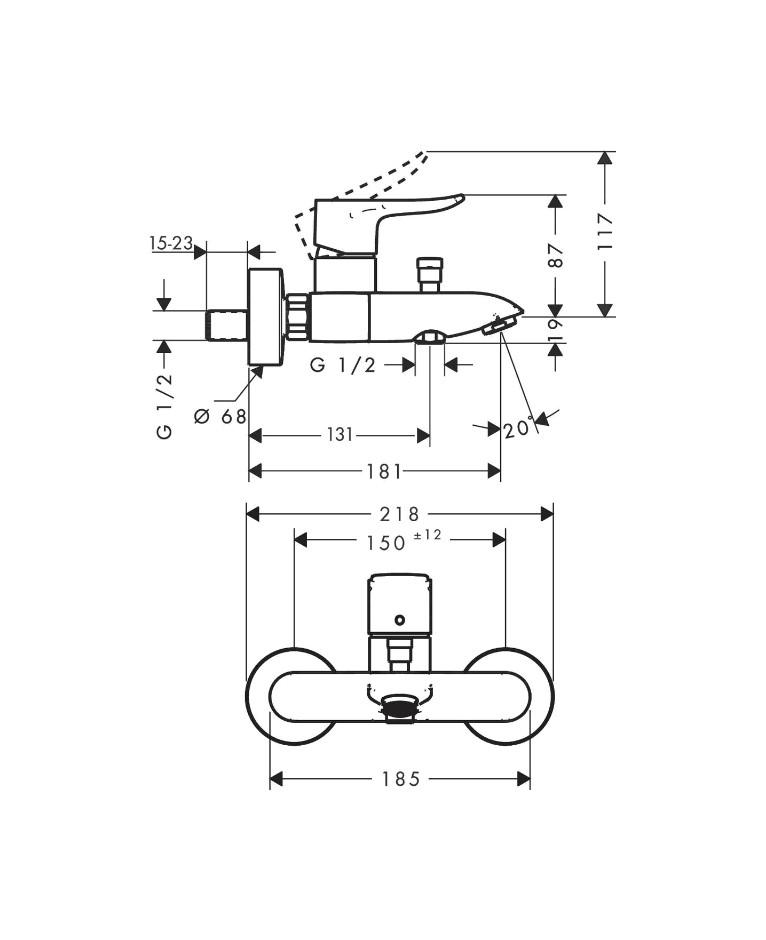 Cмеситель для ванны Hansgrohe METRIS 31480000 однорычажный Хром (114992) - фото 2