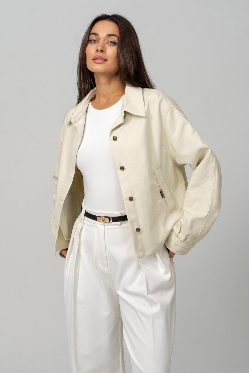 Кроп-жакет женский джинсовый oversize XL Айвори (33297869)