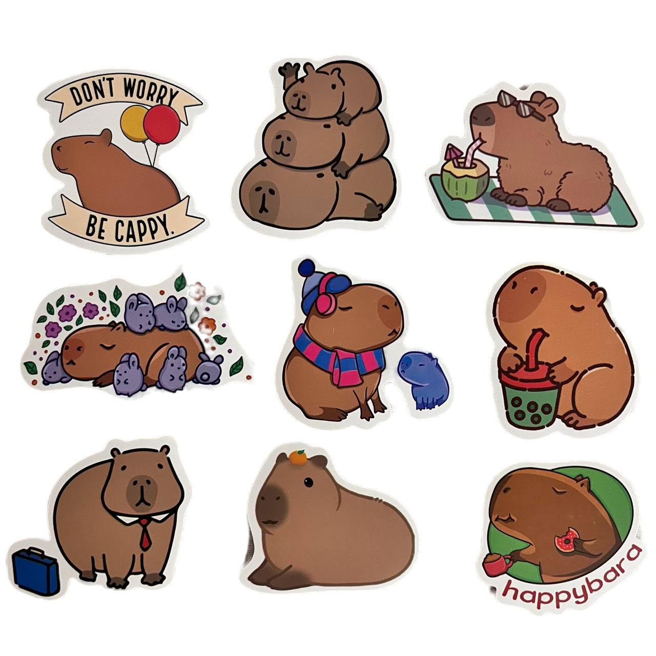 Набор виниловых стикеров Капибара 9 шт. (3) - фото 1 Набор виниловых стикеров Капибара 9 шт. (3) - фото 1
