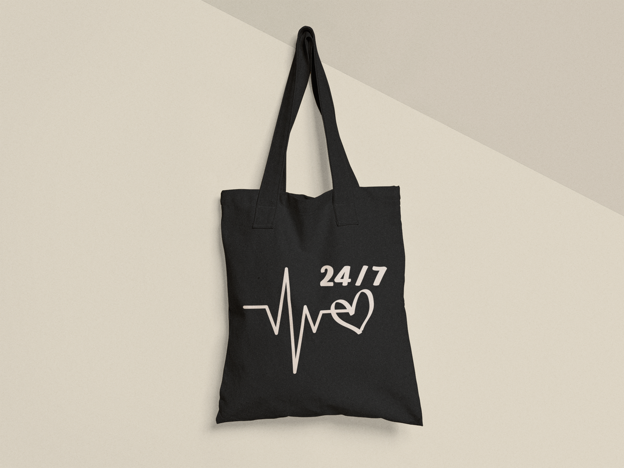 Эко-сумка шоппер с принтом "Почуття 24/7" 38х40 см Черный (ПН442-Т1)