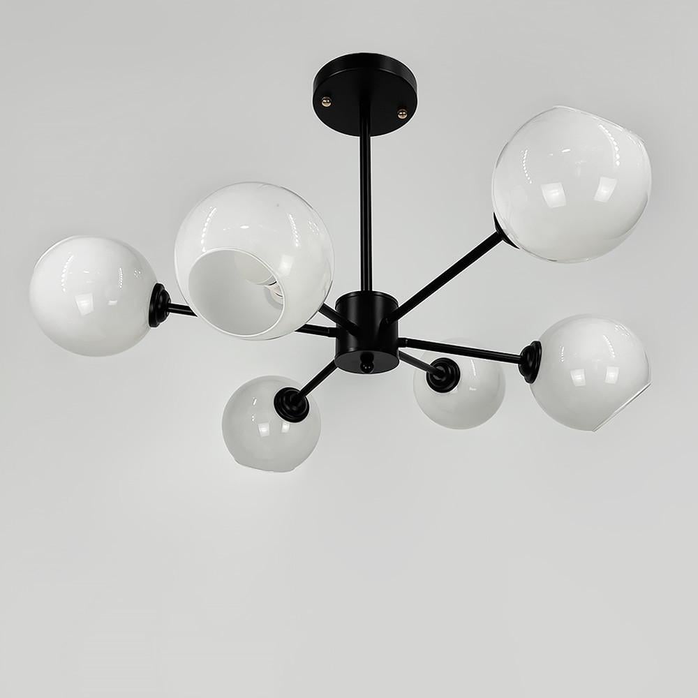 Люстра на 6 белых глянцевых плафонов Черный (F68/6 BK)