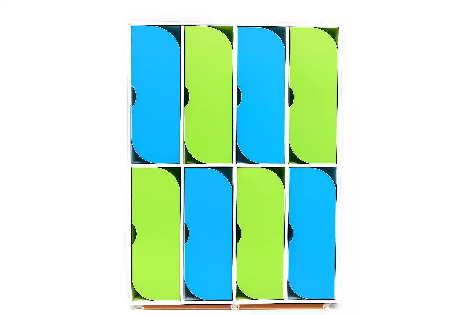 Шкаф для одежды 8-секций DS-54 на металлических регулируемых опорах Синий/Лайм