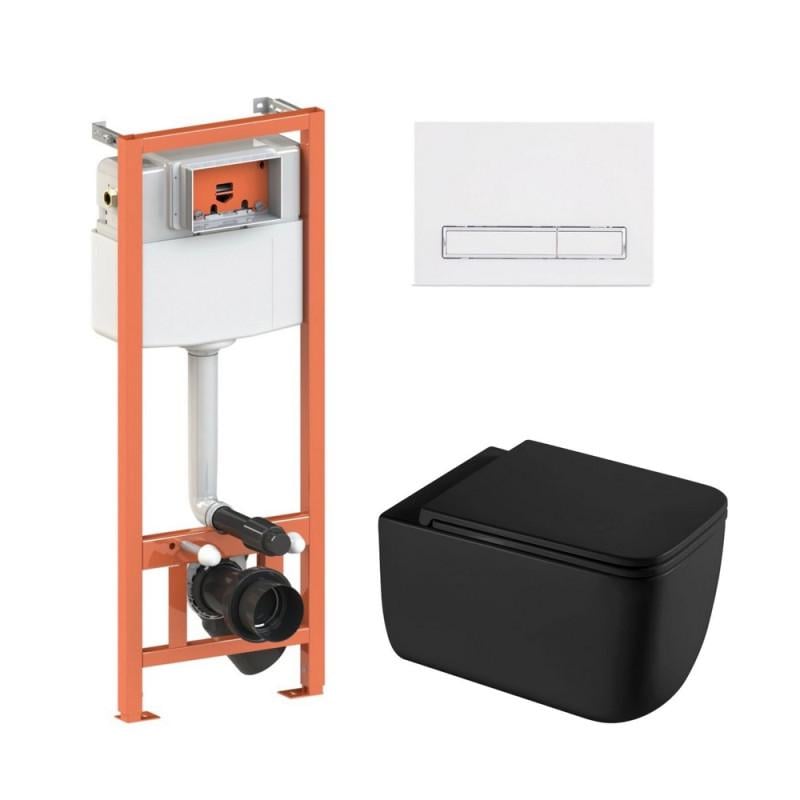 Комплект установки Qtap Nest 4в1 с подвесным унитазом Gemini Ultra Quiet и линейной клавишей White (SD00052295)