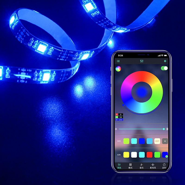 Світлодіодна стрічка водостійка RGB 5050 з додатком Bluetooth від USB 5 м - фото 3