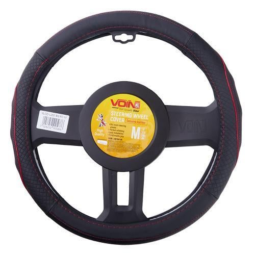 Чехол для руля VLOD-L282 BK RD M БО перфорированная кожа Черно-красный (2437348932)