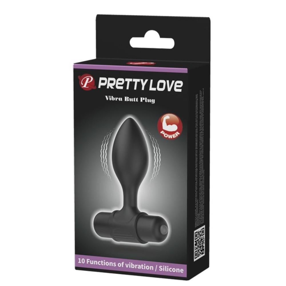 Анальная пробка с вибрацией Pretty Love 8,6х2,7 см Черный (P040077)